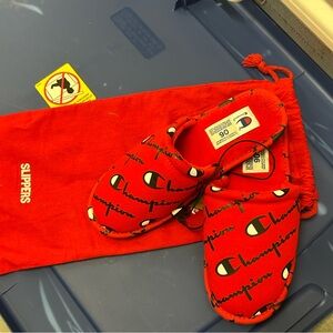 Champion Red Logo Slippers with Bag